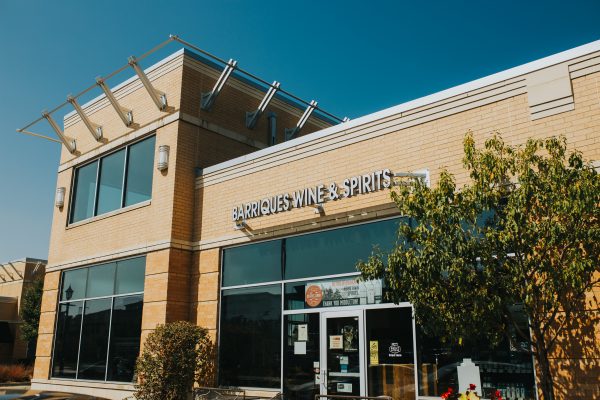 a building with a sign on the front of it.