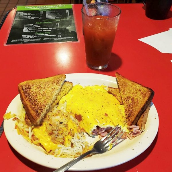 A plate of food on a table.