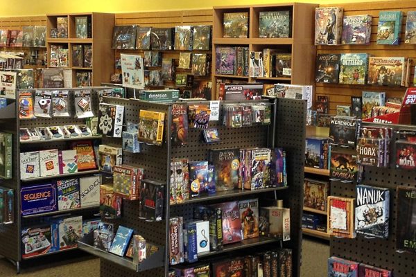 a store filled with lots of books and games.