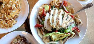 a plate of food on a table with a fork