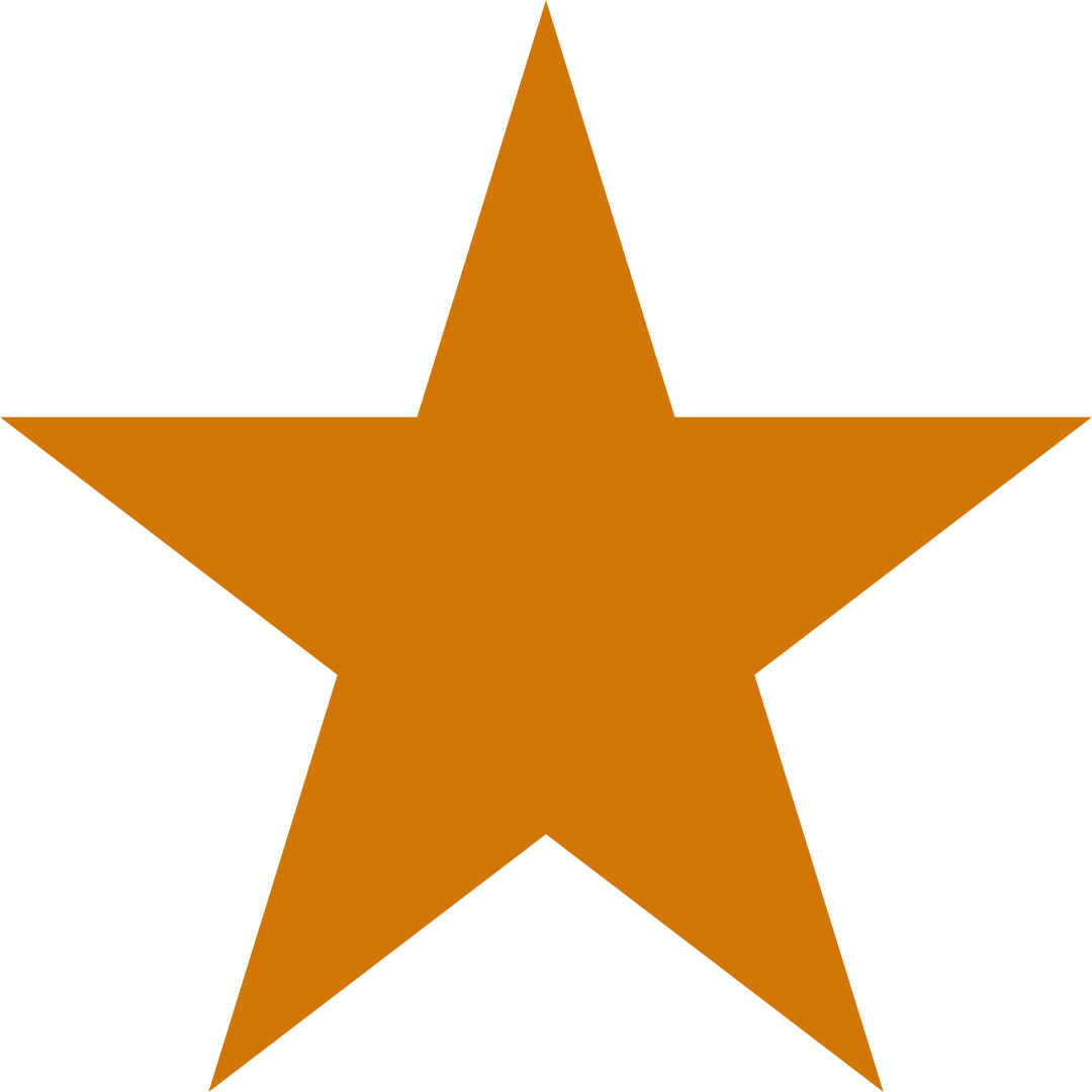 An orange five-pointed star on a white background.